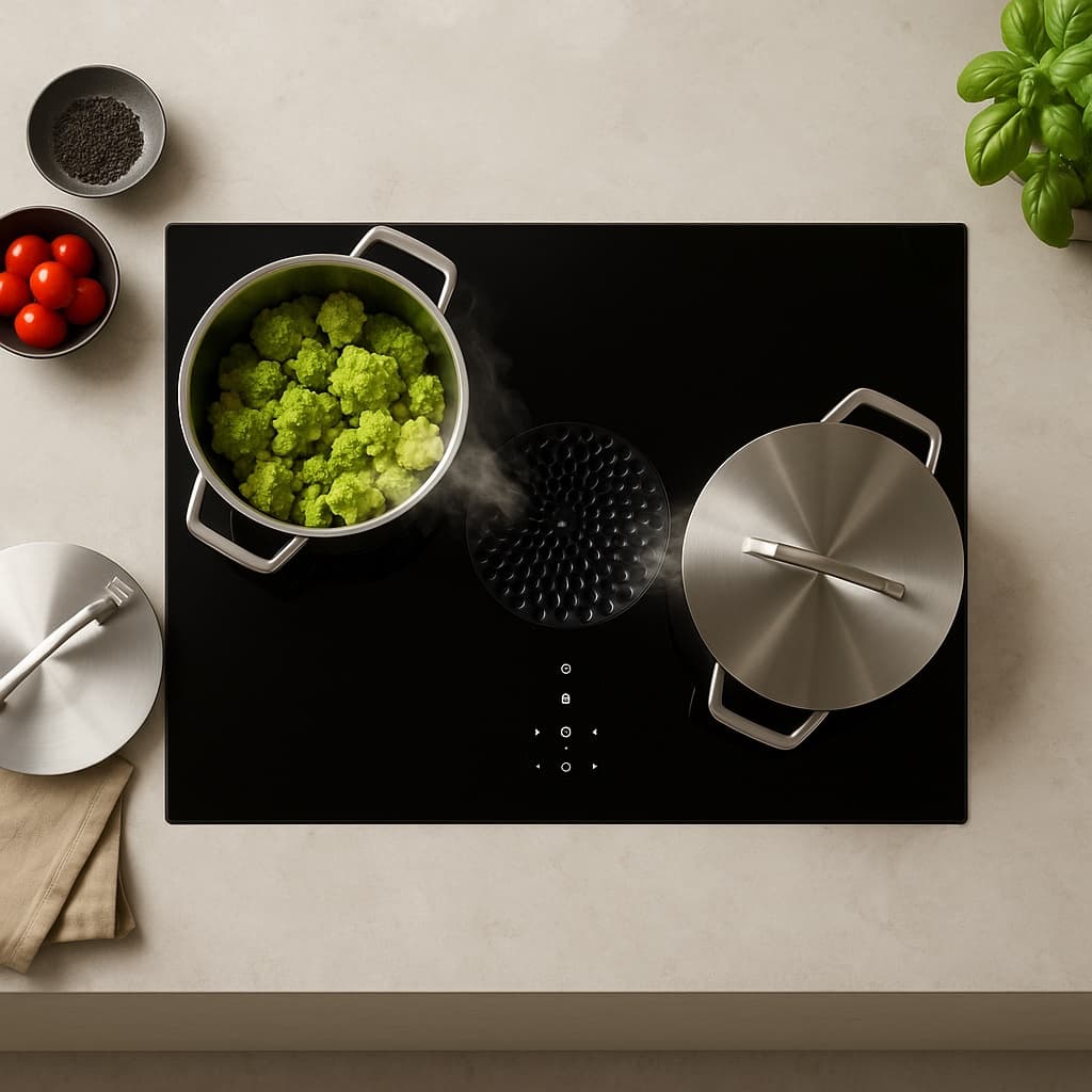 Système compact BORA X Pure encastré dans un plan de travail LEICHT
